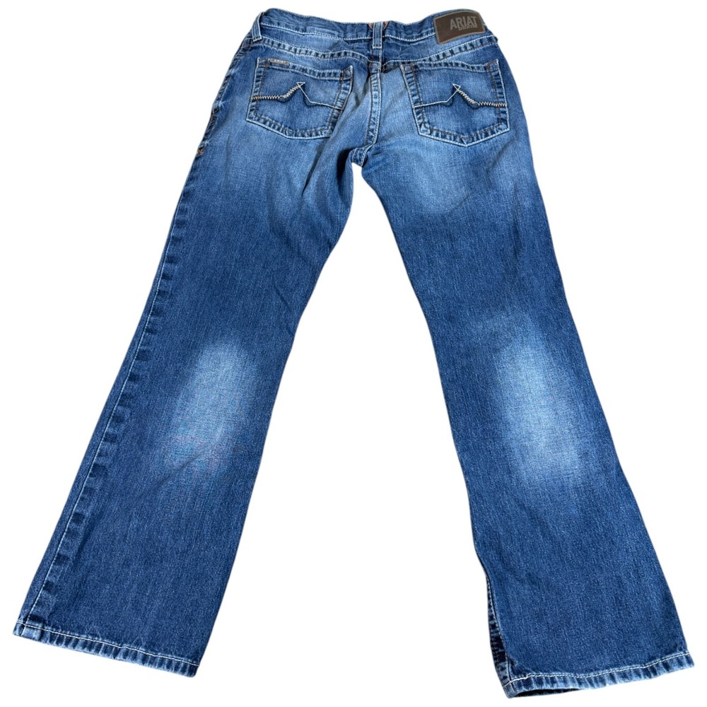Ariat M4 Authentic Boot Jeans Mens 32x32 (33x30) Blue Denim Low Rise Distressed - Picture 2 of 7